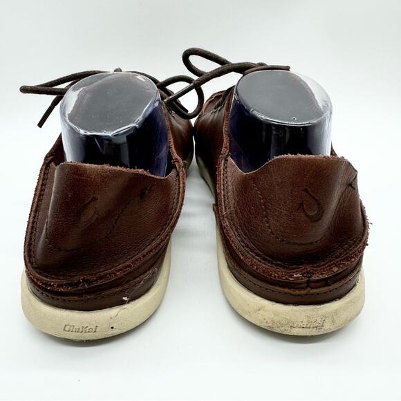 OluKai Nalukai Men's Leather Lace Up Slip On Shoe In Kona Coffee/Tapa Size 8.5 - Picture 8 of 13